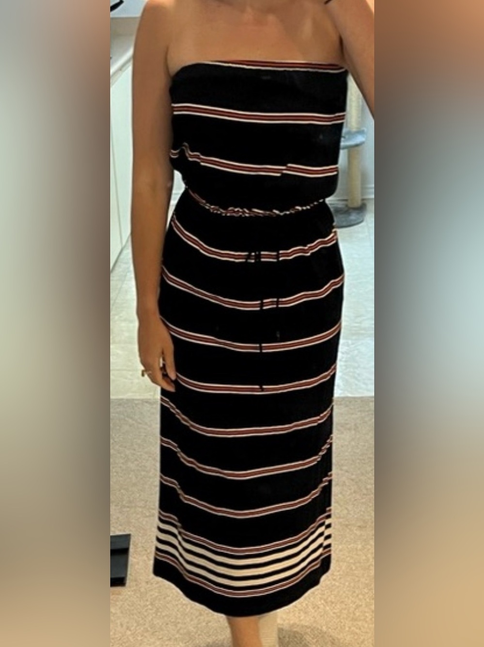 Strapless Striped Maxi Dress